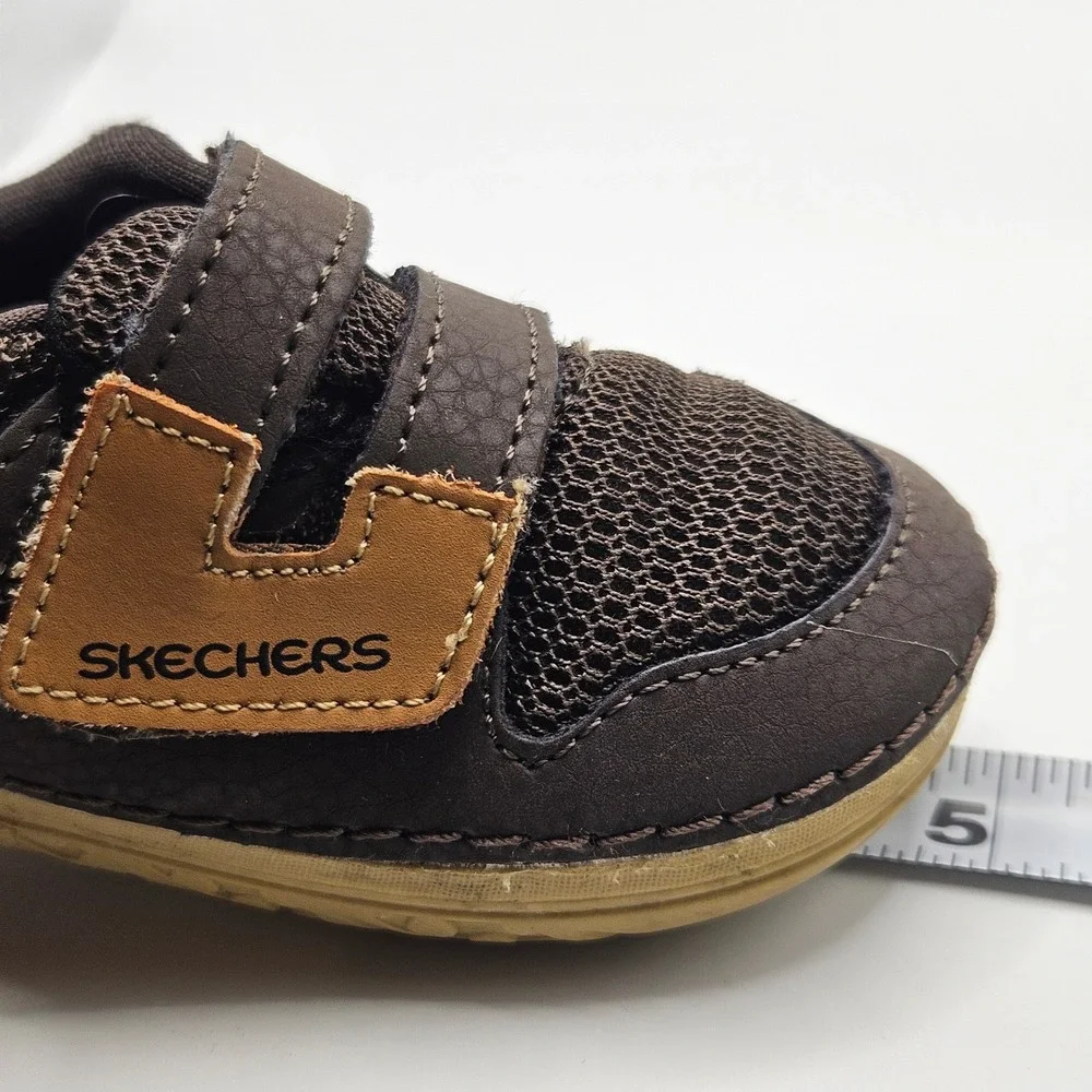 Skechers Brown Sneakers Baby Toddler Boy Shoes‎ size 2 EUC First  Walkers